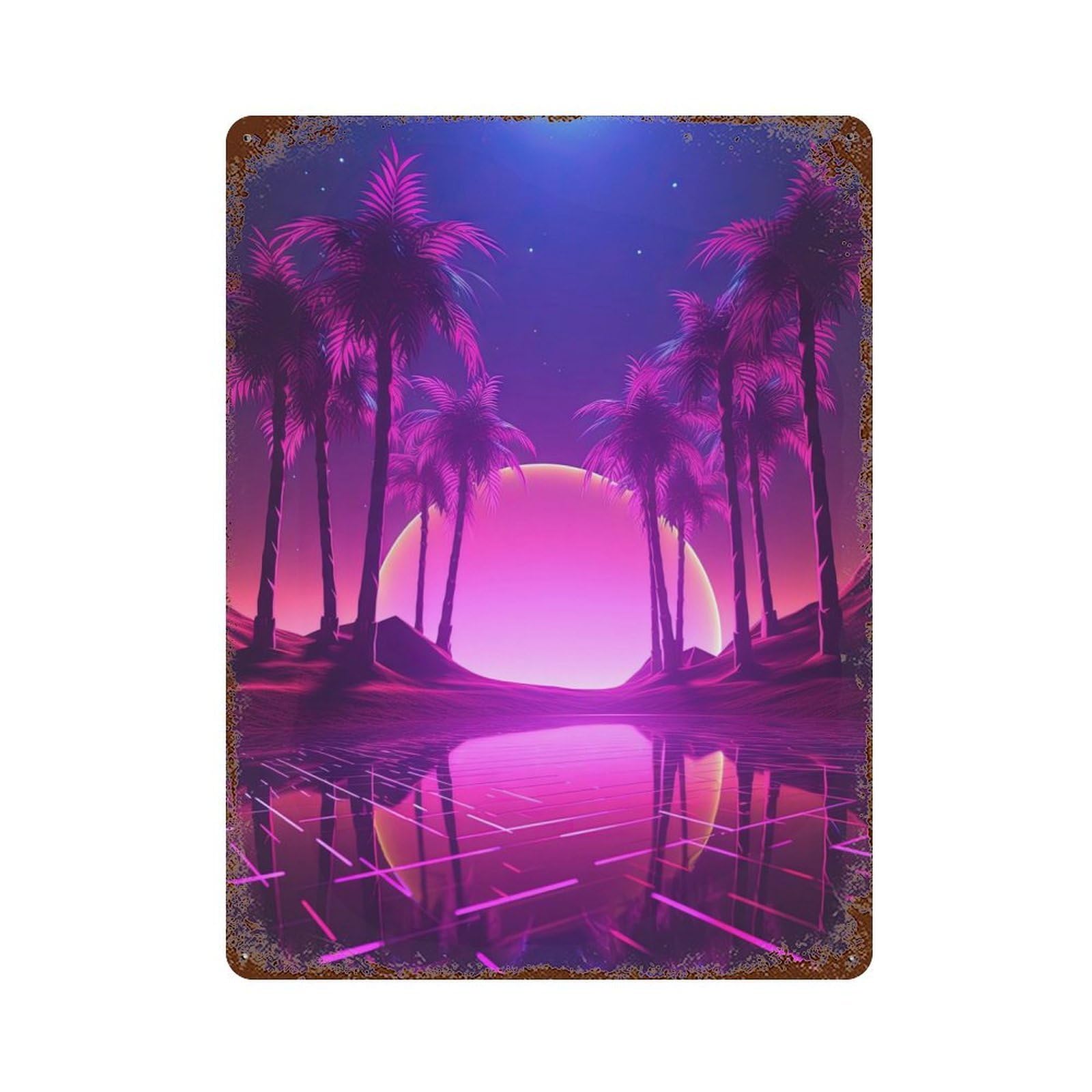 Synthwave Euphoria 15.7"x11.8" Aged Metal Wall Plaque, Retro Wall Decor for Farmhouse, Kitchen And Entryway Decor