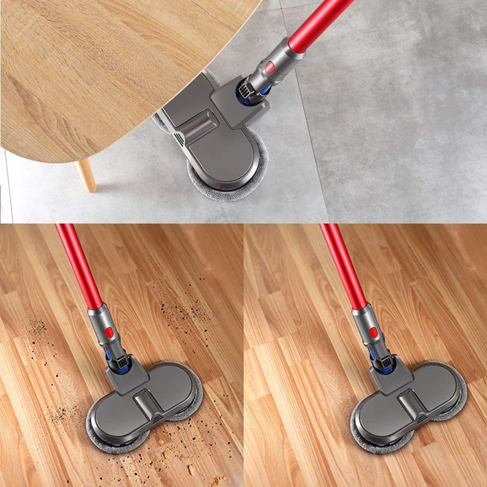 Mop Head,Cabezal de escoba eléctrica húmeda y seca para Dyson V11 V10 V8 V7 Serie Aspiradora sin hilos, recambio de cepillo de suelo para parque/suelos duro,,2 paño lavable