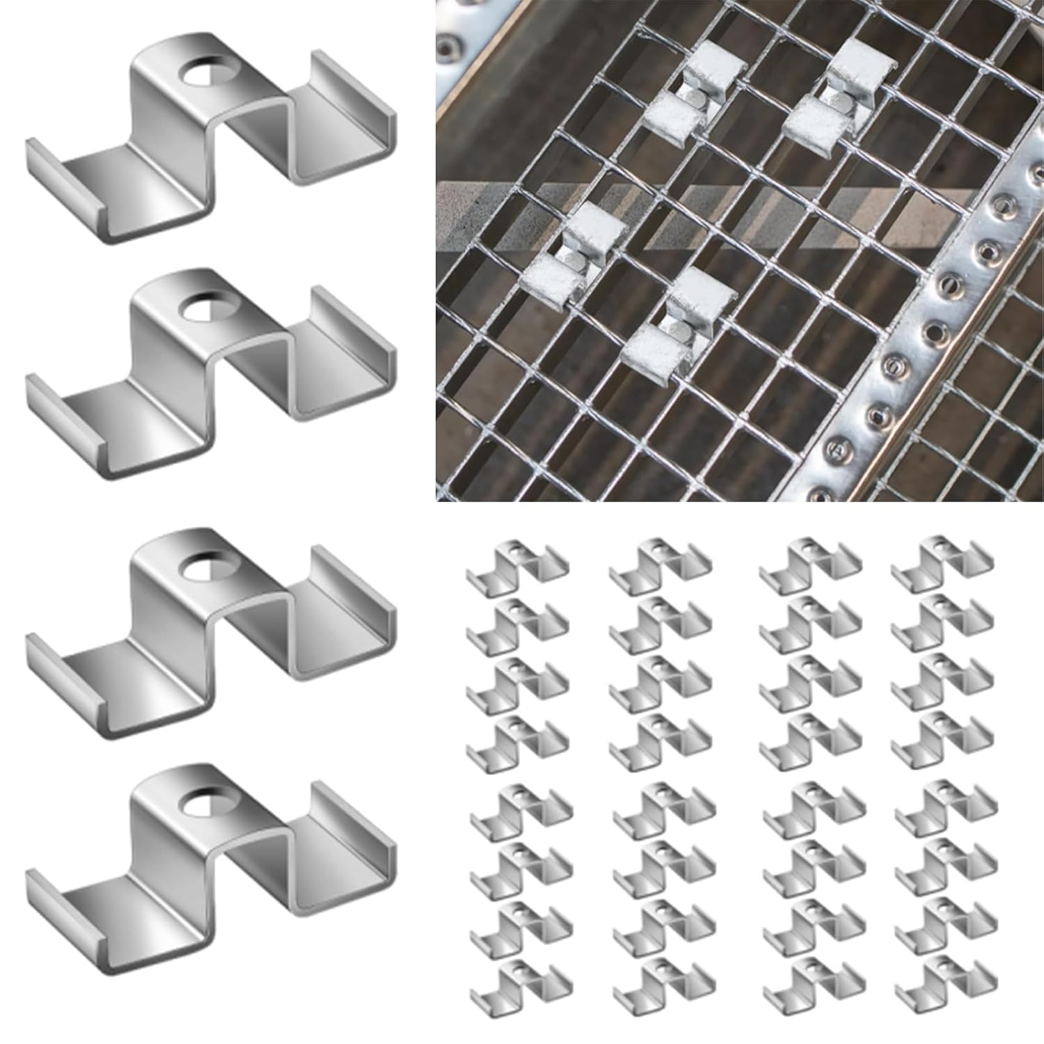 100 Pcs Grating Clips for Galvanized Carbon Steel Bar Saddle Clips for Drainage Systems,Mezzanines Walkways,Industrial Flooring,Stair Treads.