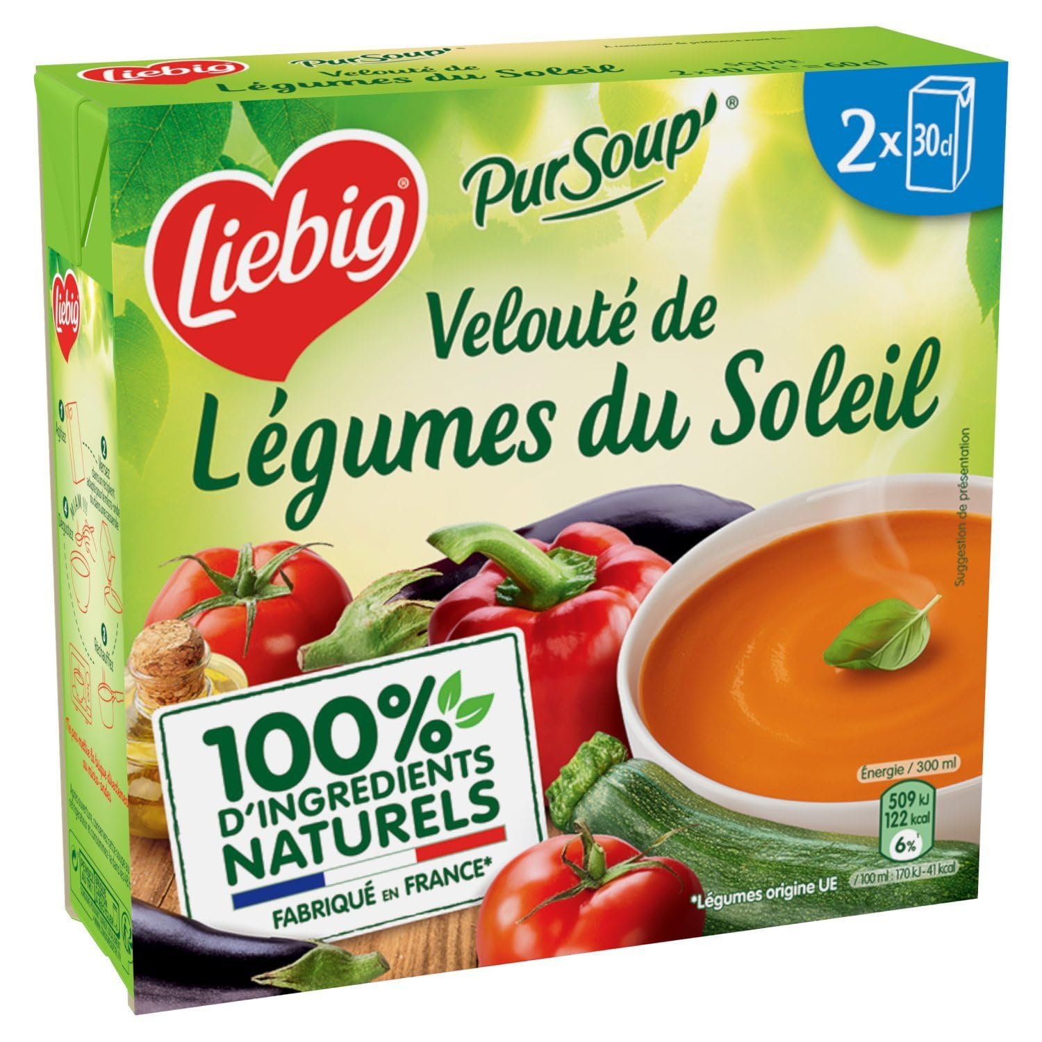 LIEBIG – Soupe Veloutée aux Légumes du Soleil, Saveur Douce et Onctueuse (2 x 30 cl) - Le lot de 4