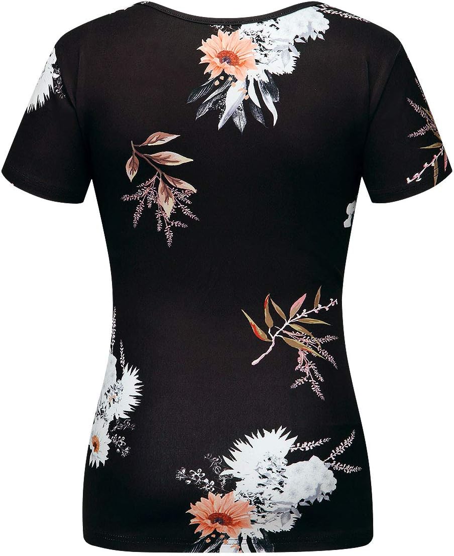 Beauhuty Women's Deep V Neck Short Sleeve Front Wrap Ruched Sexy Slim Fit Tops - Image 4