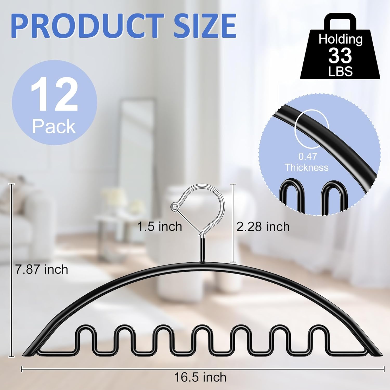 5 Pack Legging Organizer for Closet Hanging, 3 Pants Leggings Hangers 12 Pack Heavy Duty Clothes Hangers
