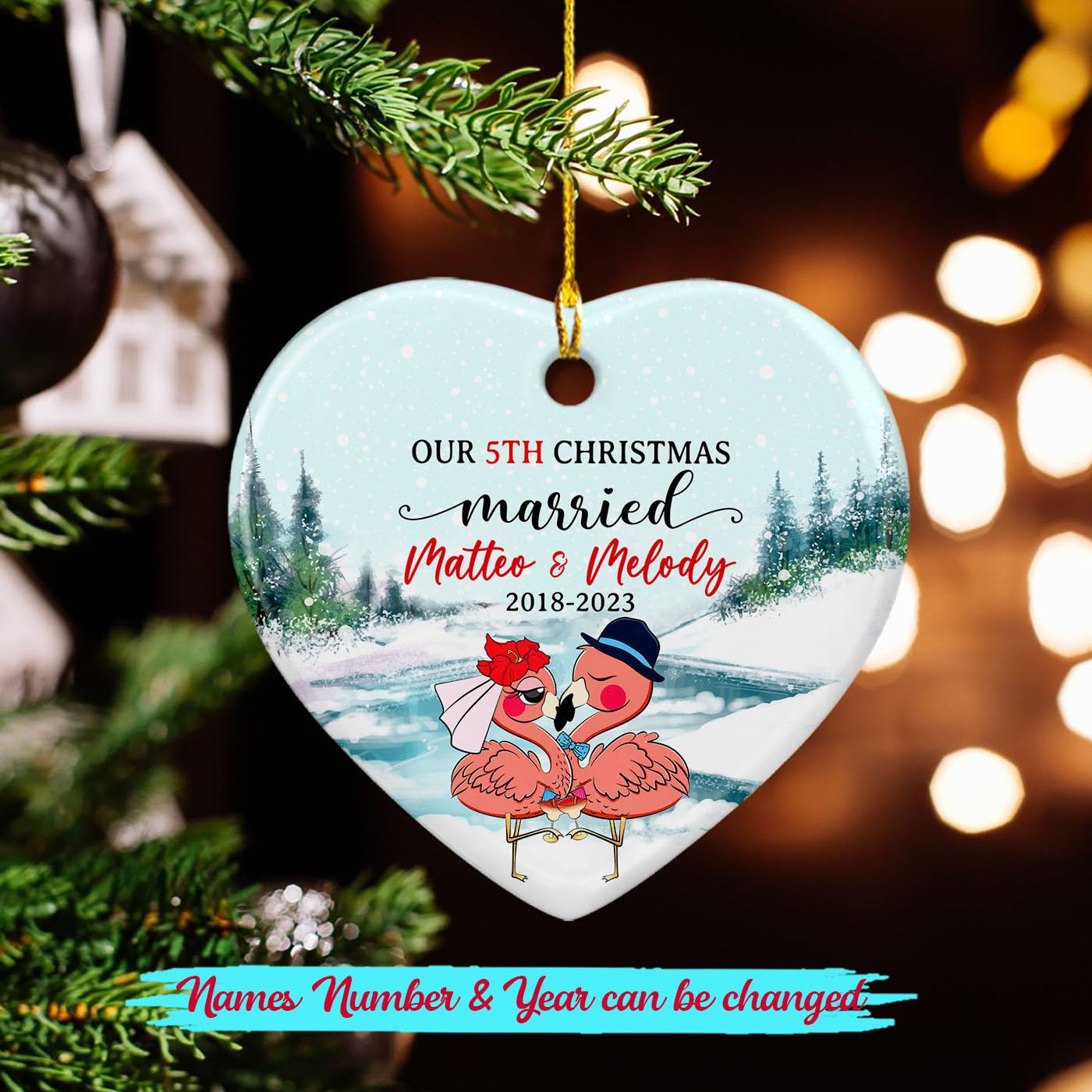 L'année Où Nous Sommes Devenus M. Et Mme Cœurs Sur La Plage - Décoration En Céramique Personnalisée De Forme Ronde - CPL541_RCE