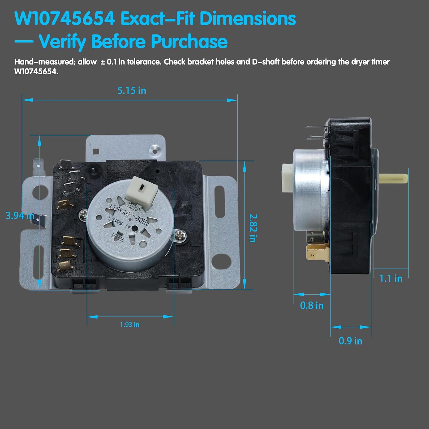 W10745654 W10857611 WPW10436306 Dryer Timer – for Whirlpool, for Kenmore, for Maytag, for Amana; 7-Terminal D-Shaft – Fits AGD4675YQ0, AGD4675YQ3, 7MWGD1500AQ0, 7MWGD1500AQ2, RGD4516FW0, VGD6505GW1