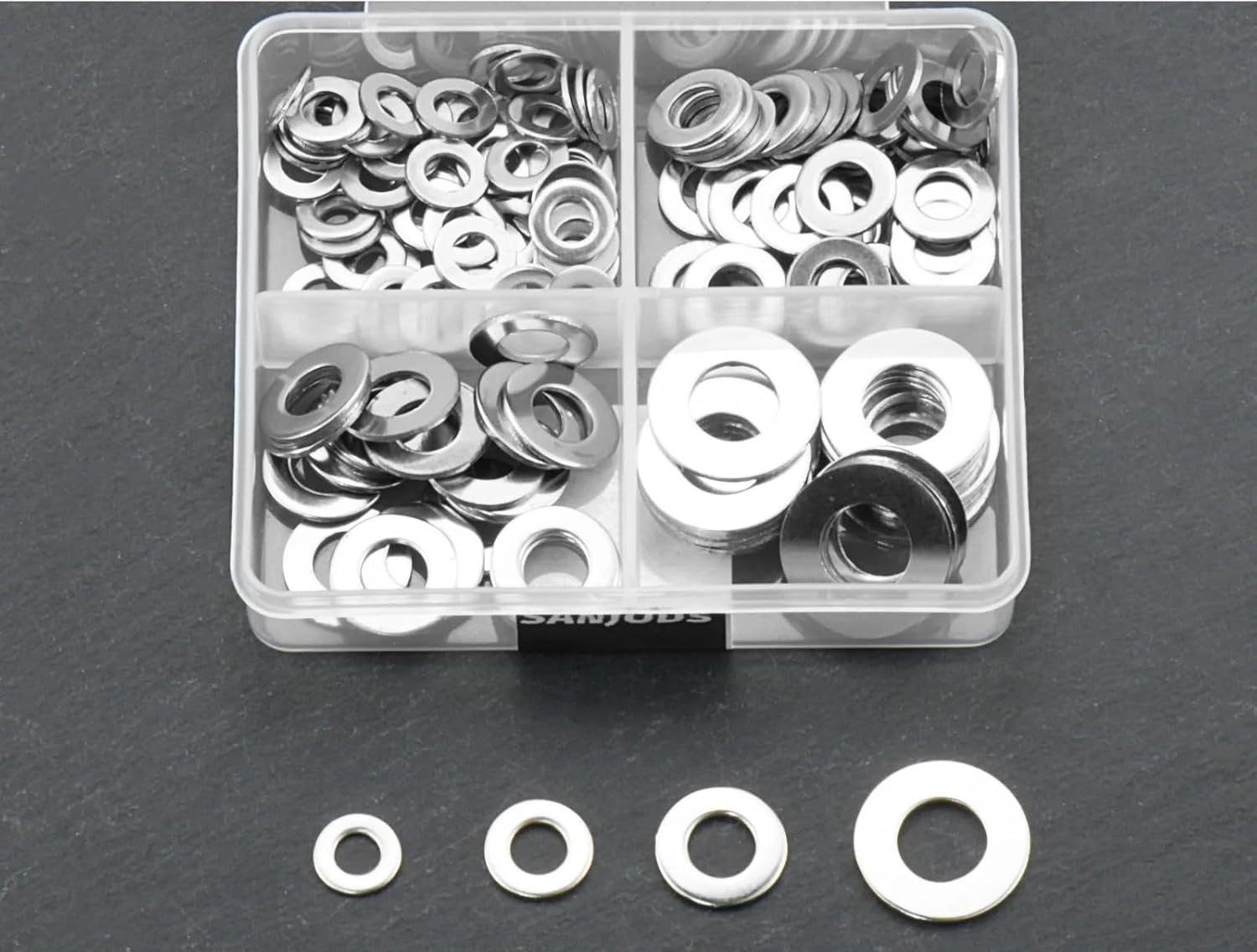 260pcs/95pcs Lock and Flat Washer Assortment Kit Stainless Steel M3 M4 M5 M6 M8 M10 Spring Lock Washers and Flat Washers Set(Washer Set Pro)