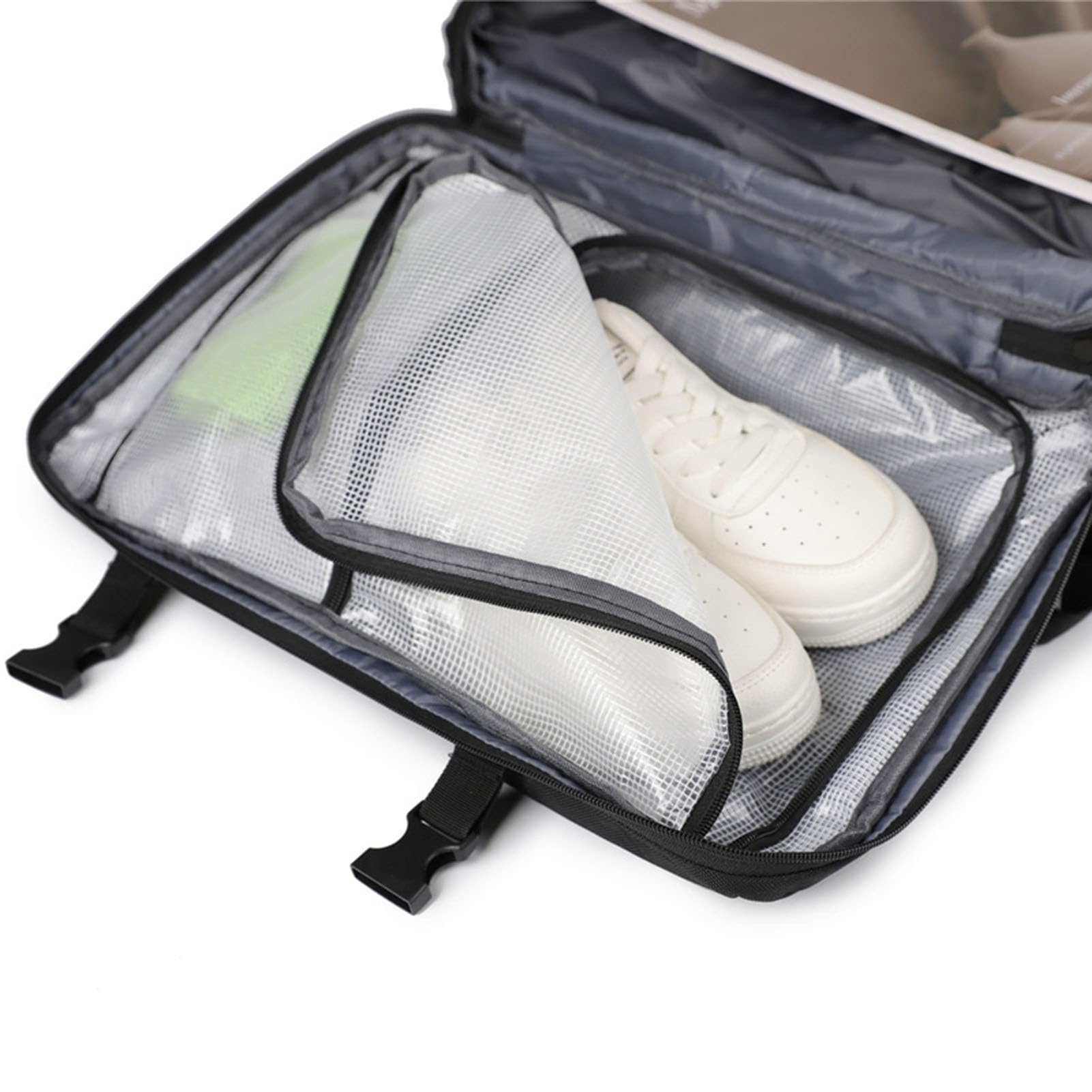 Luqeeg Sacs à Dos à Compression Sous Vide Compartiment Séparé pour Vêtements Secs et Humides Paquet Dos Cabine en Tissu Oxford Sac de Voyage Plat 180 Degrés pour L'université