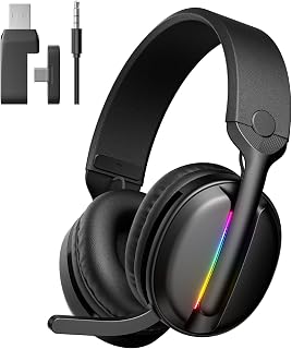 MANKIW Cuffie Gaming Wireless per PS5, PS4, PC, Mac, Cuffie da Gioco Bluetooth 5,4 & 2.4GHz USB/Type-C a Bassa Latenza con Microfono Antirumore, 40H di Autonomia