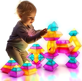 30-Piece Translucent STEM Building Blocks for Kids Ages 3-6 - Light Table Compatible Educational Stacking Toys