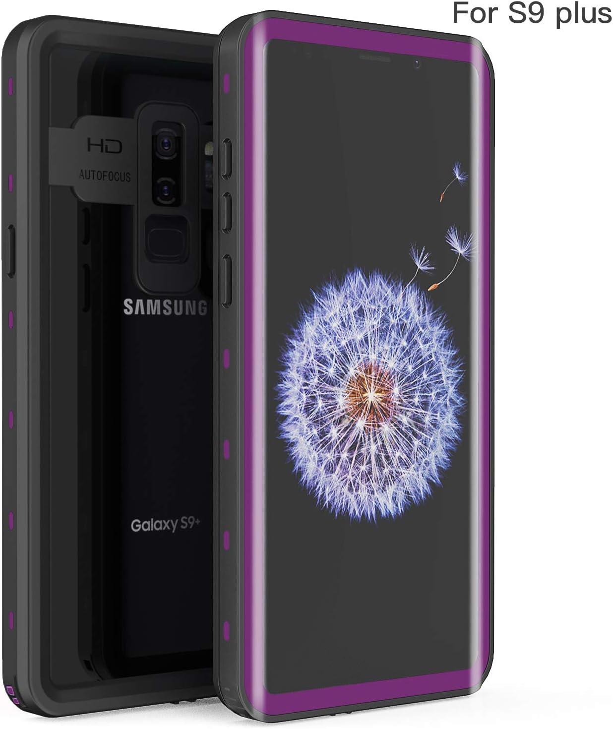 Fansteck Samsung Galaxy S9 Plus Waterproof Case, IP68 Waterproof/Snowproof/Shockproof/Dirtproof, Full-Body Protective Case with Built-in Screen Protector for Galaxy S9+ Plus(6.2inch-Black/Purple)