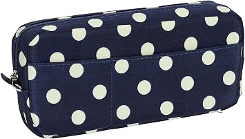 BLU MONACO | Cute Makeup Brush Holder Pouch Blue Polka Dot | Makeup and Skin Care Organizer for Purse Travel | Self Care Organizer Cosmetic Brush Bag for Women