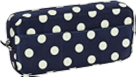 BLU MONACO Cute Makeup Brush Pouch - Blue with Cream Polka Dots - Small Cosmetic Brush Organizer and Travel Pouch for Women - Elegant Toiletry Bag for Purse