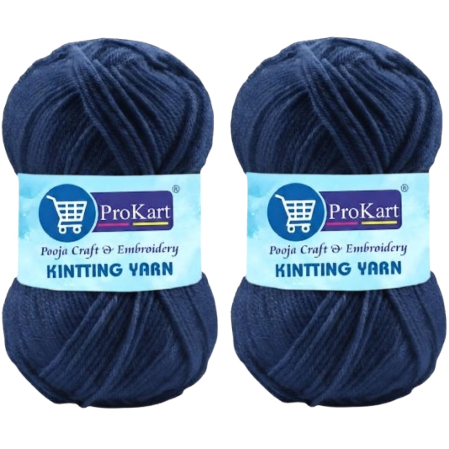 ProKart - Premium 4 Ply Wool Knitting Yarn, Soft Fine Weight for Knitting & Crochet, Sweaters, Scarves, Hats, Baby Wear & DIY Crafts, Navy Blue, 100g x 2 Balls