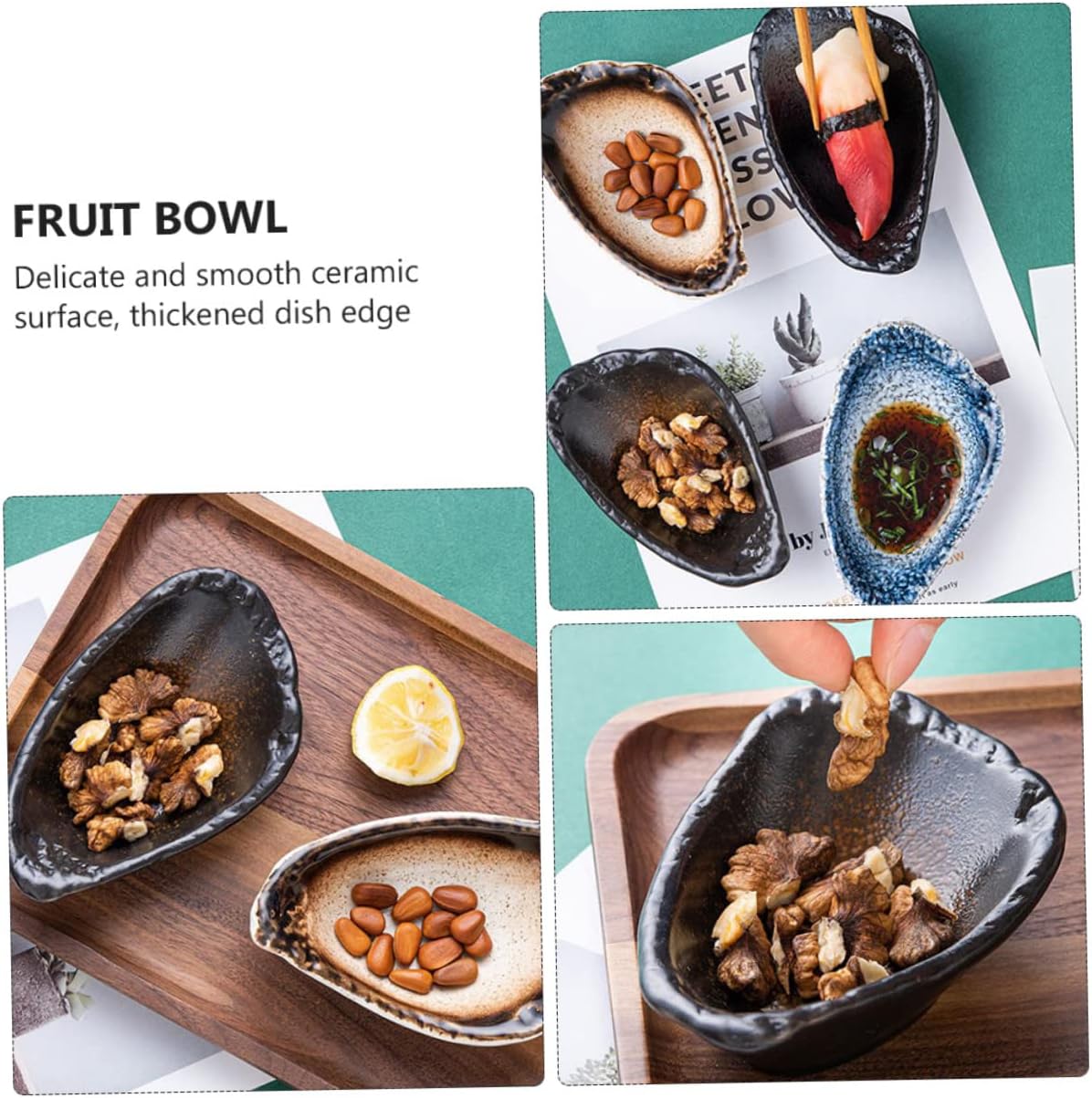 COLLBATH Ceramic Dipping Bowl for Sauces and Condiments Non-slip Design Easy to Clean for Sushi Appetizers and Fruit Salads Multipurpose Dish