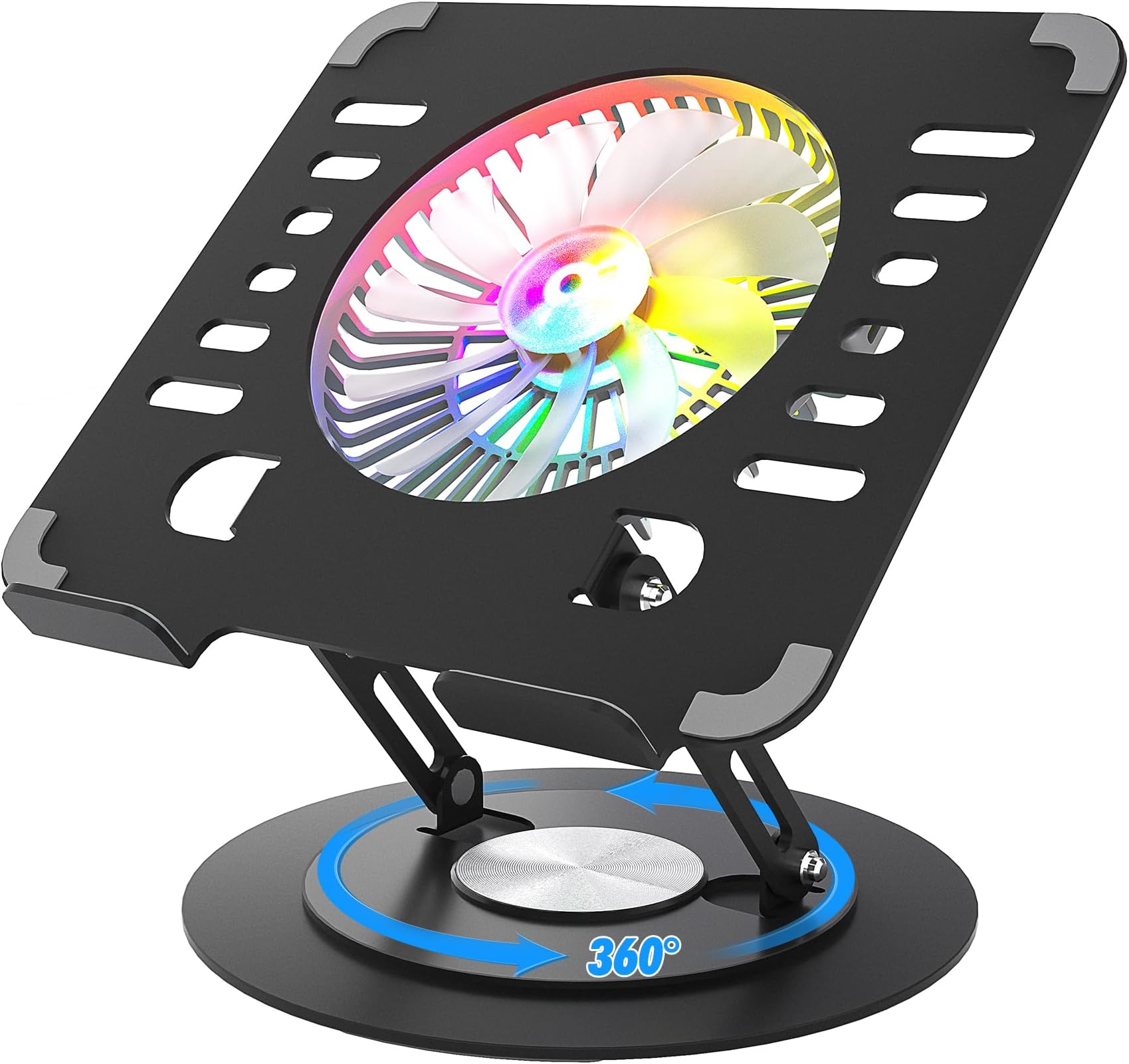 Laptop Stand, Rotating Computer Stand, 360° Rotation, Foldable, Infinite Height and Angle Adjustment, Stable, Heat Dissipation, Ergonomic Design, Compatible with PC/MacBook/Laptop/iPad/Tablet