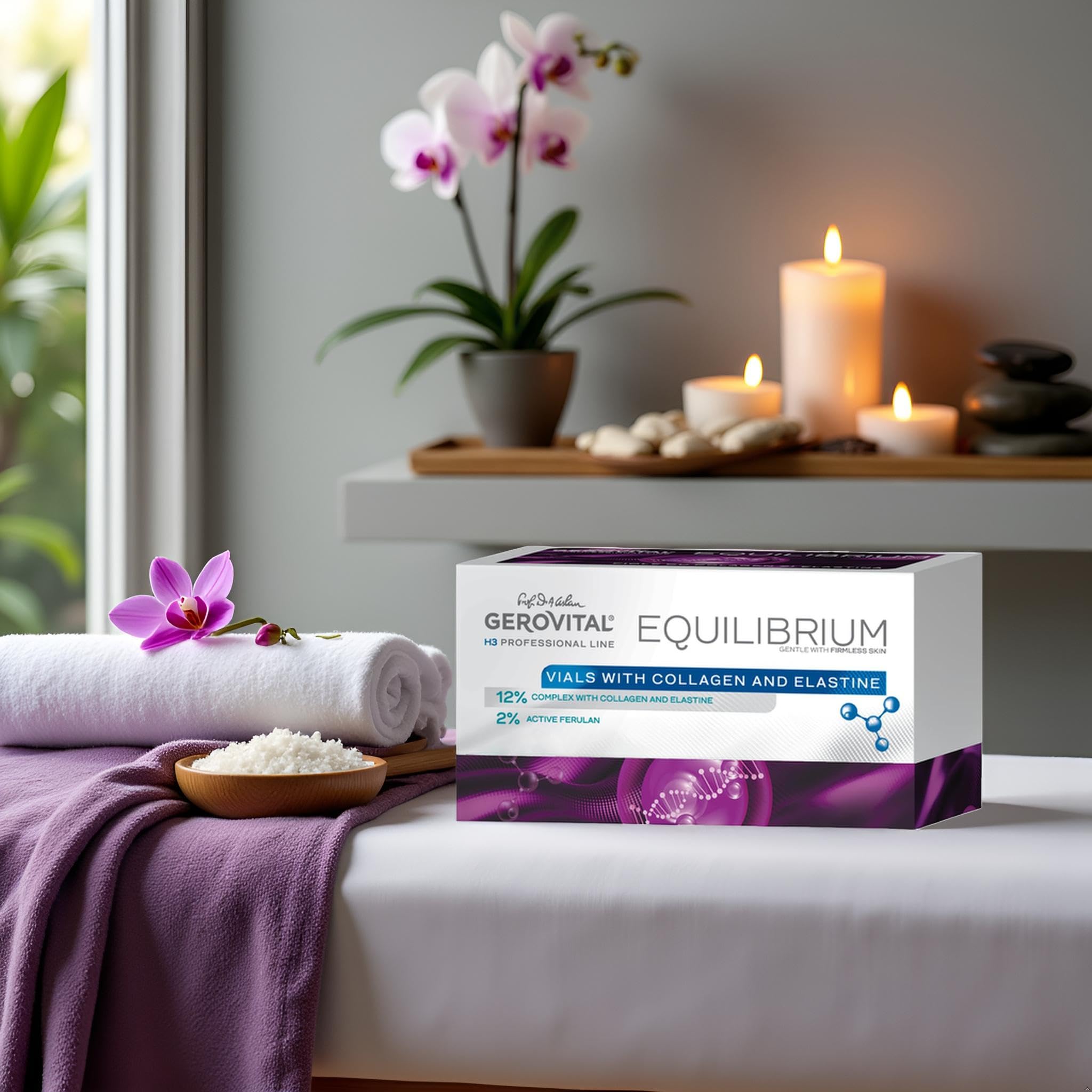 Fiale Professionali con Siero 12% Collagene ed Elastina | Siero Intensamente Idratante e Antirughe | Protezione Antiossidante | Prodotto Professionale, Gerovital H3 Equilibrium 20 Fiale x 2 ml