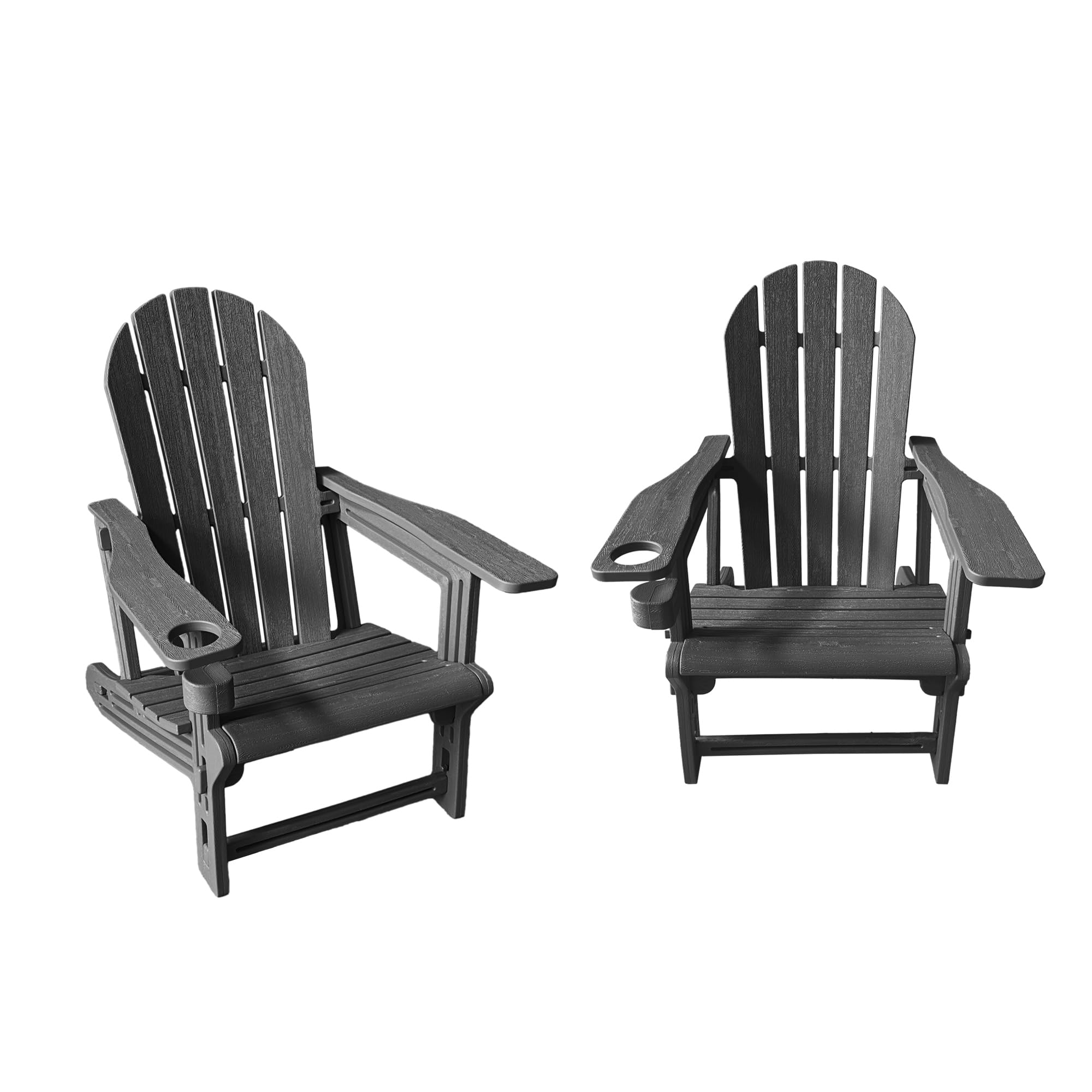 Yaangagpe 2-Pack HDPE Adirondack Chairs with Cup Holder - Garden Furniture Set of 2, Weather-Resistant for Patio Furniture, Outdoor Seating & Garden Chairs (Black)