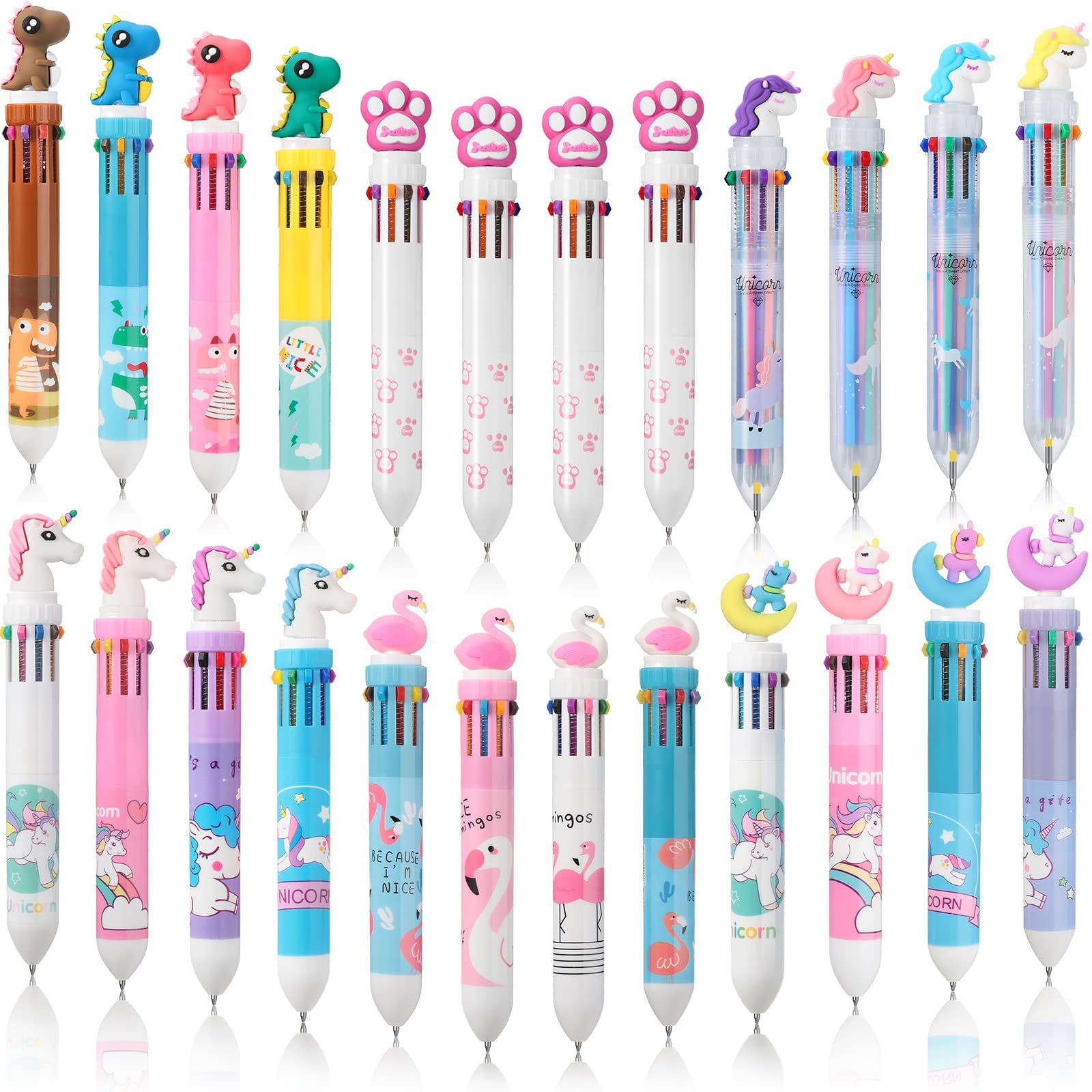 Ballpoint Pen, 0.5mm 10-in-1 Multicolor Ballpoint Pen 10 Colors Retractable Ballpoint Pens (24 Pcs)