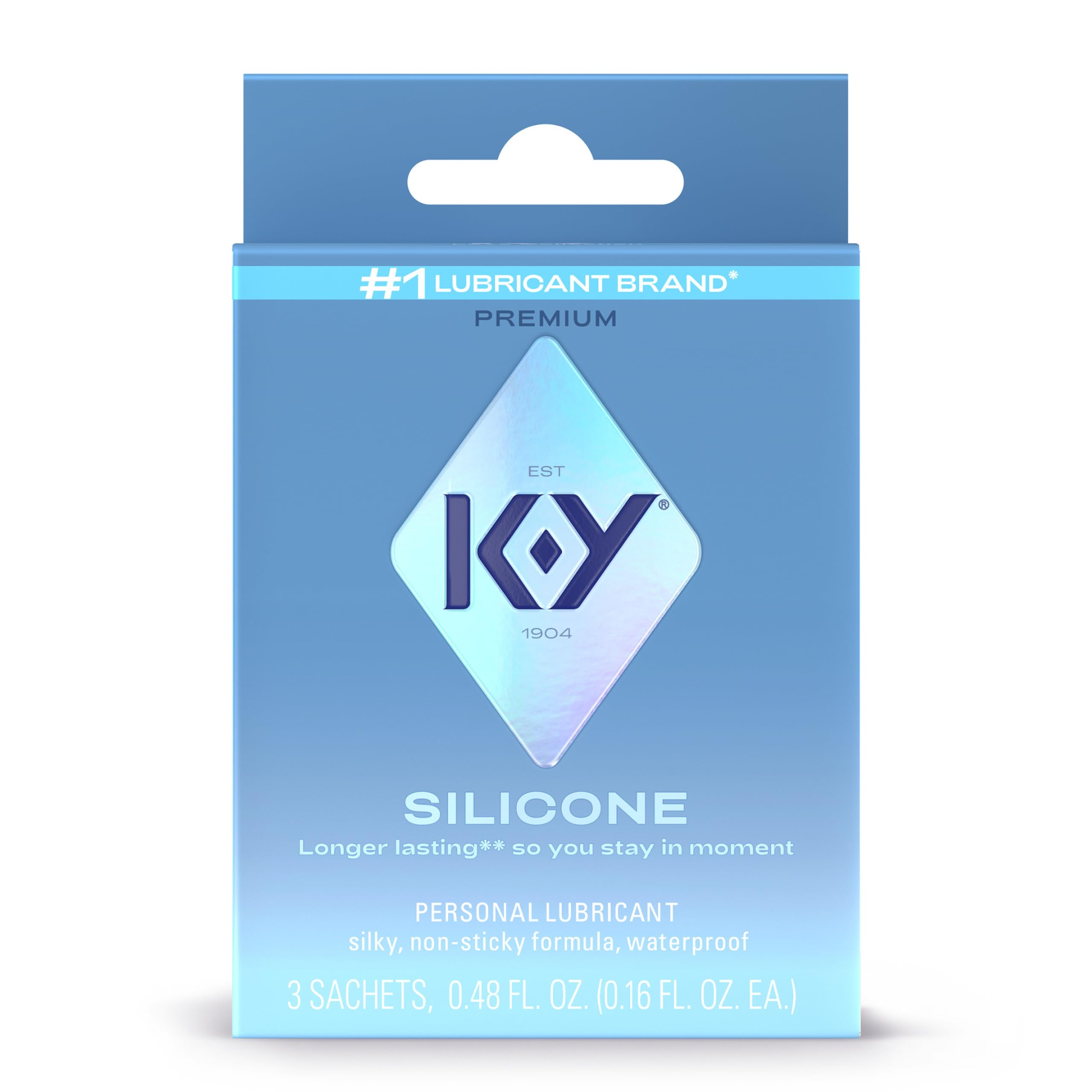 K-Y Silicone Lube, Premium Personal Lubricant, Silicone-Based Formula, Safe to Use with Condoms, for Men, Women and Couples, 3x0.16 Fl Oz Sachets (Pack of 1)
