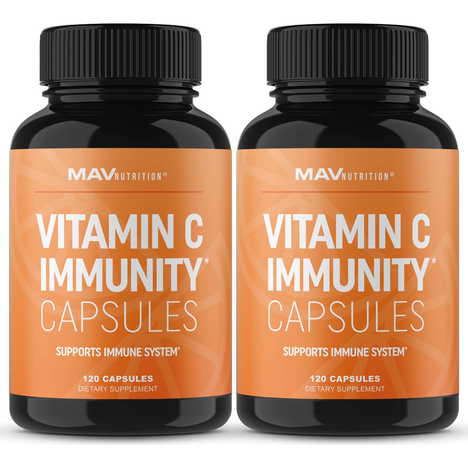 MAV Nutrition Vitamin C Capsules | for Immune Support | Non-GMO, Gluten Free Vegan & Vegetarian Friendly | Vitamin C as Ascorbic Acid, 500mg per Capsule, 2000mg per Serving, 2 Pack