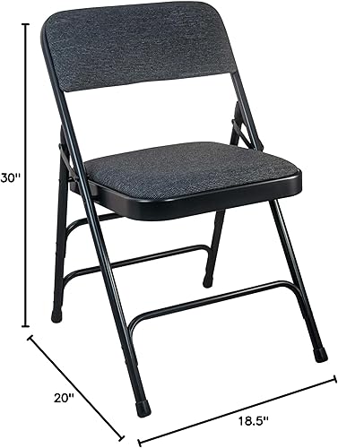 Miniatura 2 de EMMA + OLIVER Paquete de 4 sillas plegables de metal acolchado negro - Asiento de tela negra de 1 pulgada