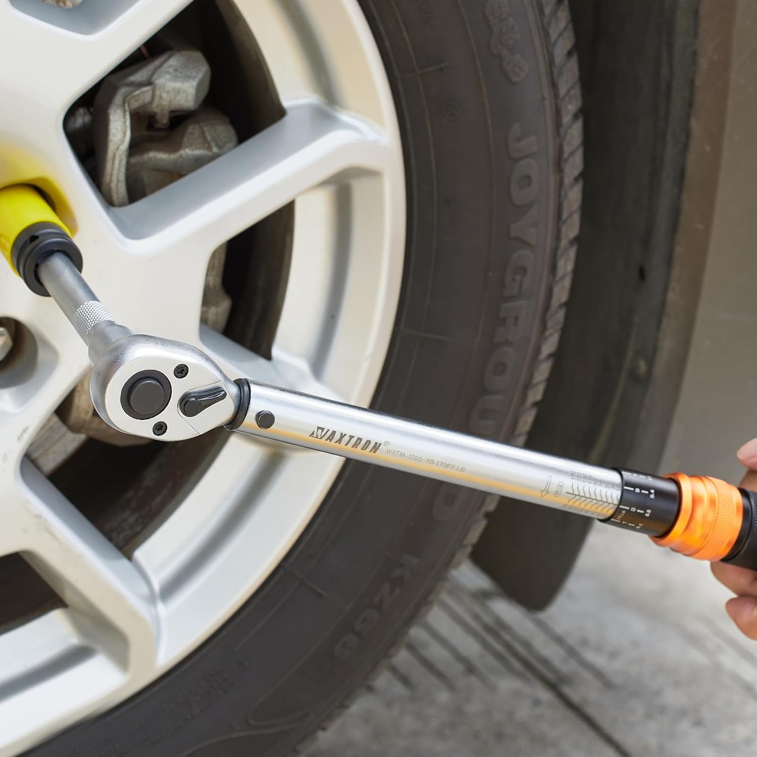 Lug Nut Torque Wrench Set with Wheel Sockets, 1/2-Inch Drive, 10-170 ft-lb, 6-Piece Portable Tire Change Kit for Auto, Car, Truck, SUV