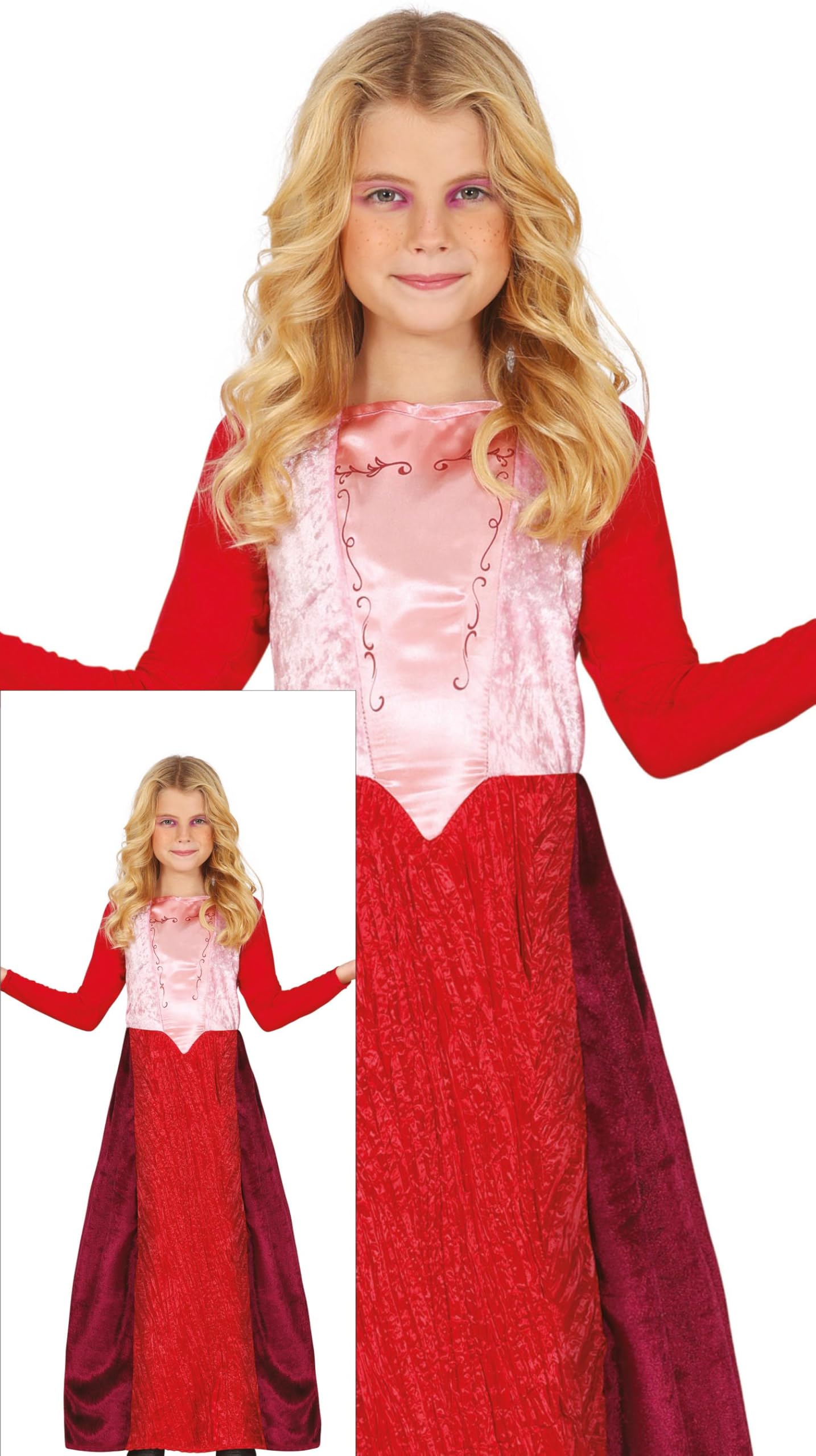 Fiestas Guirca Sister Witch Costume Red Lilac Polyester Kids Halloween Dress - Ages 10-12 Years