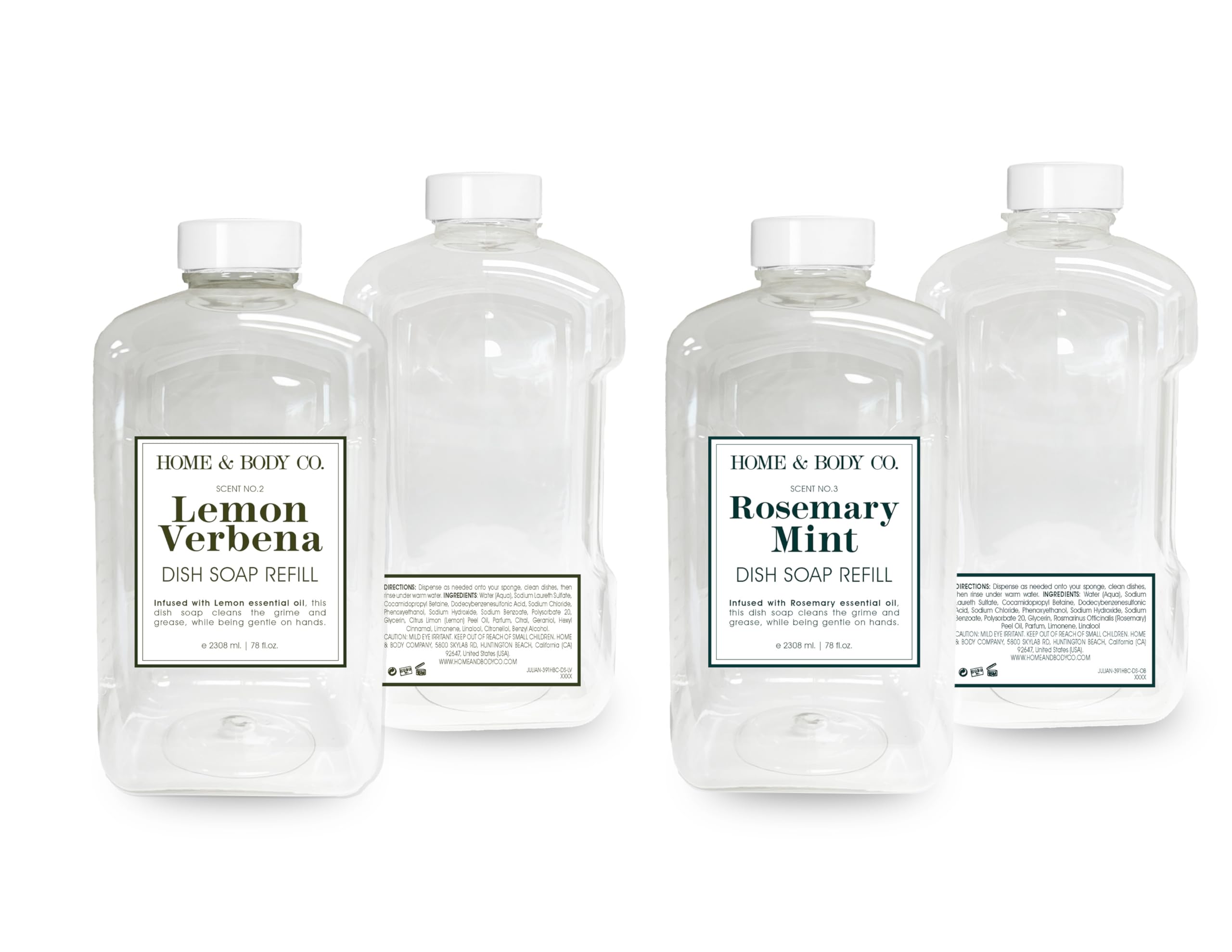 Home Body Co Lemon Verbena Rosemary Mint Dish Soap Refills 2 Pack 78oz bottles