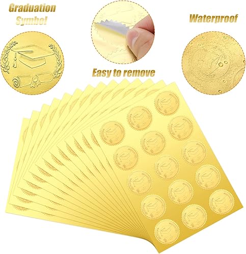 Miniatura 2 de Chinco 300 calcomanías autoadhesivas para graduación en relieve para la clase de 2026, certificado de diploma, para sobres de graduación (color