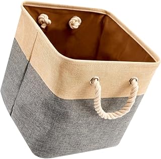 Cotton Linen Storage Basket Bucket Desktop Organizer Large Capacity | Sundries Holder, Socks and Clothes Storage, Portable Design, Home Organization for Desktop Use