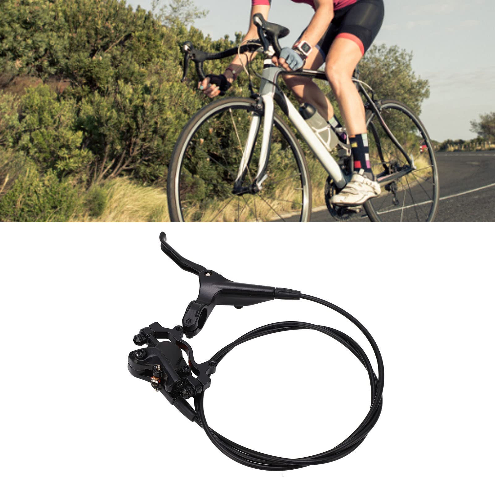 Leapiture Mountain Cycle Hydraulic Disc Brake Right Rear Disc Brake Caliper 2 Piston Disc Brake Pads Aluminum Alloy for Outdoor Cycle