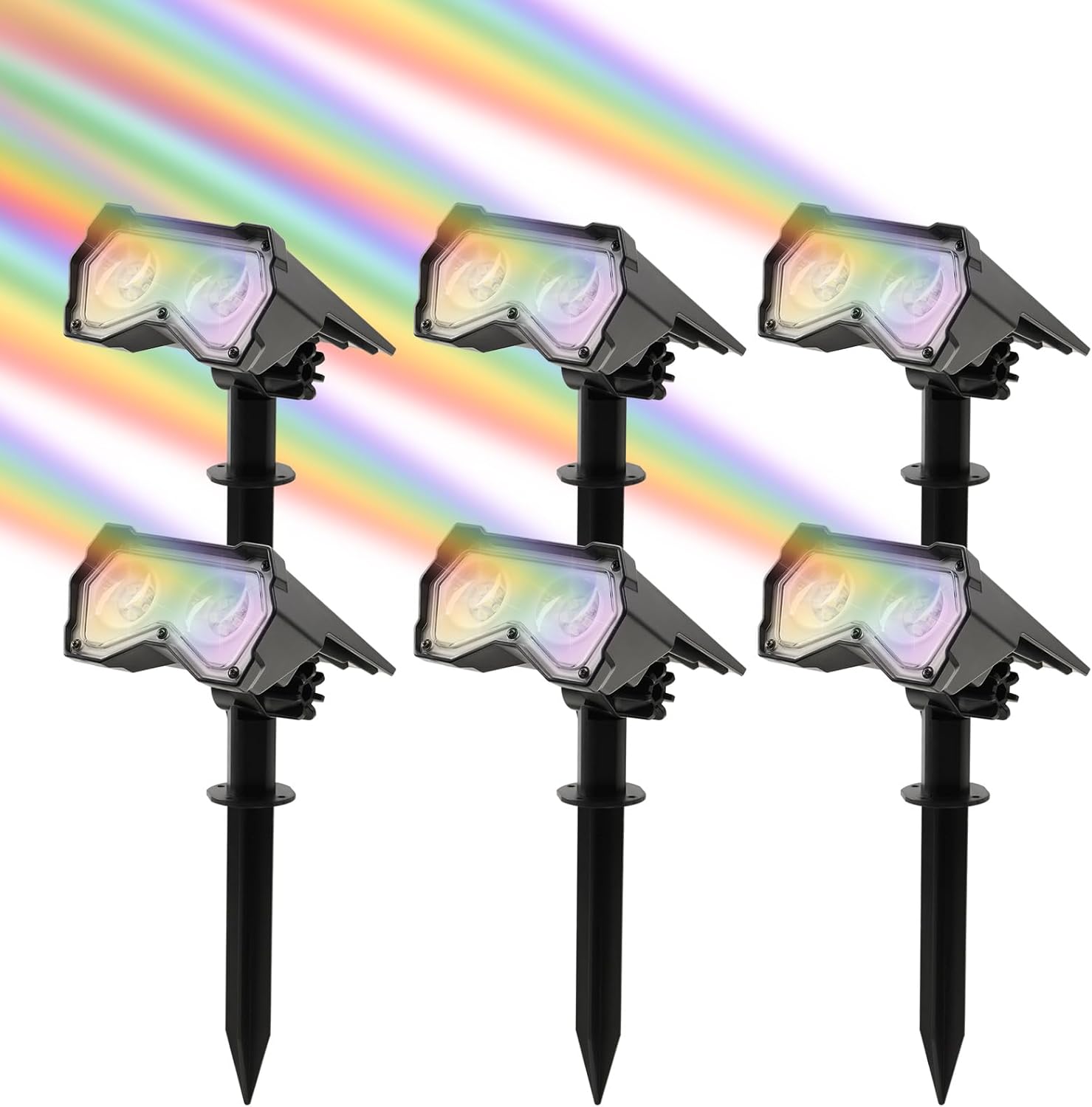 Solar Spotlights Outdoor [ 8 Colors/10 Modes], 2 in 1 Solar Powered Garden Spotlights with IP65 Waterproof, Landscape Pathway Lights for Christmas Decorations Pathway, Porch, Gate (6)