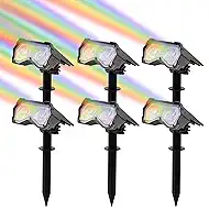 Solar Spotlights Outdoor [ 8 Colors/10 Modes], 2 in 1 Solar Powered Garden Spotlights with IP65 Waterproof, Landscape Pathway Lights for Christmas Decorations Pathway, Porch, Gate (6)