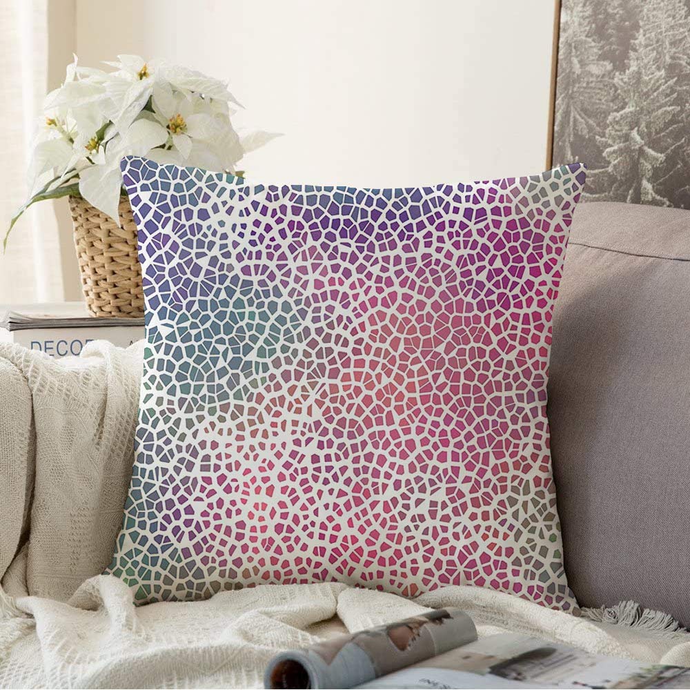 Throw Pillow Covers Mosaic Graphic Informal Form Colorful Broken Pattern Ceramic Artistic Garden Abstract Trencadis Decorative Throw Pillow Case Cushion Case for Room Bedroom 16x16 Inch