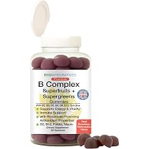 B Complex Gummies + Superfruits + Supergreens Energy, Vitality & Immune Support with B2, B3, B5, B6, B9 Folate & High Potency B12 Rich in Antioxidants Vegan, Gluten Free, Non-GMO 60 Gummies
