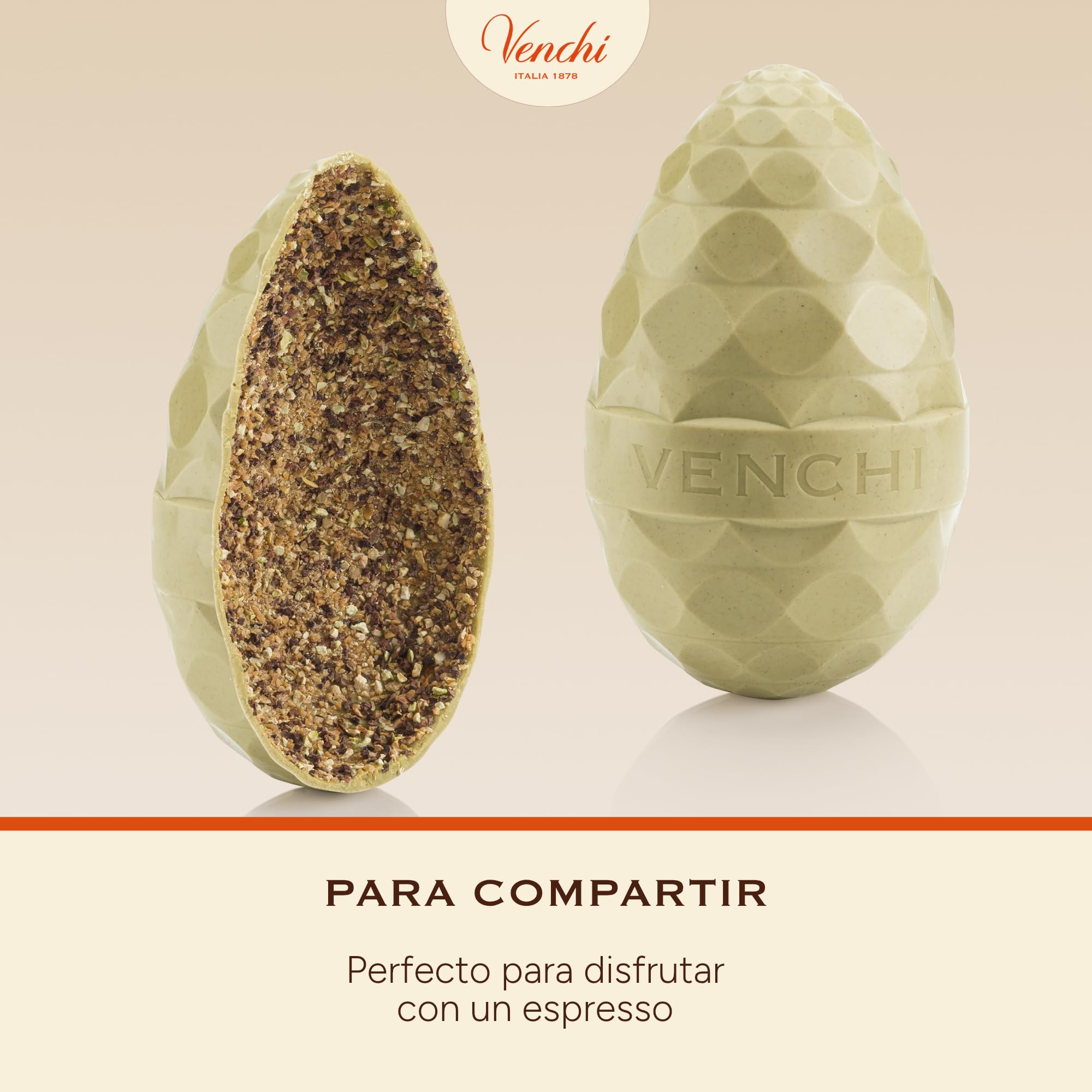 Venchi - Huevo de Chocolate Chocoviar Pistacho, 330 Gr, Sabor Chocolate Blanco y Pasta de Pistacho, Sin Gluten, con Sorpresa, Colección de Pascua Venchi, Idea de Regalo