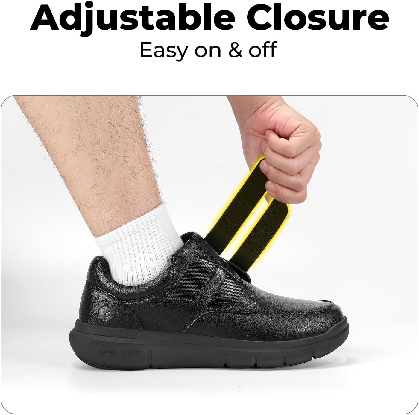 FitVille Men's Extra Wide Walking Shoes, Hook and Loop Comfortable Leather Business Shoes, Orthopedic Diabetic Shoes Dress Sneakers for Edema and Swollen Feet - Image 4