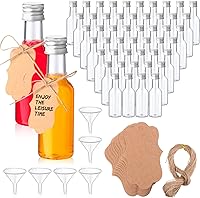 Vista 1 de Yinder 100 botellas pequeñas de licor de 1.7 onzas a granel, pequeñas botellas vacías de plástico con tapas, embudos de papel Kraft, cuerdas
