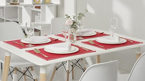 Miniatura 6 de Dress4Tab Juego de 6 manteles individuales antideslizantes resistentes al calor de Navidad con bordado electrónico bohemio para mesa de comedor,