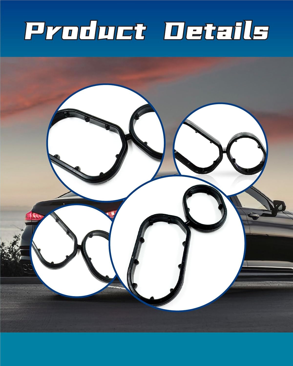 3PCS Engine Oil Filter Housing Gasket 26345-3LAA0 Fit for Hyundai Palisade 20-24 Genesis G80 17-20 Fit for Kia Telluride 20-24 Sorento Cadenza Sedona 17-21