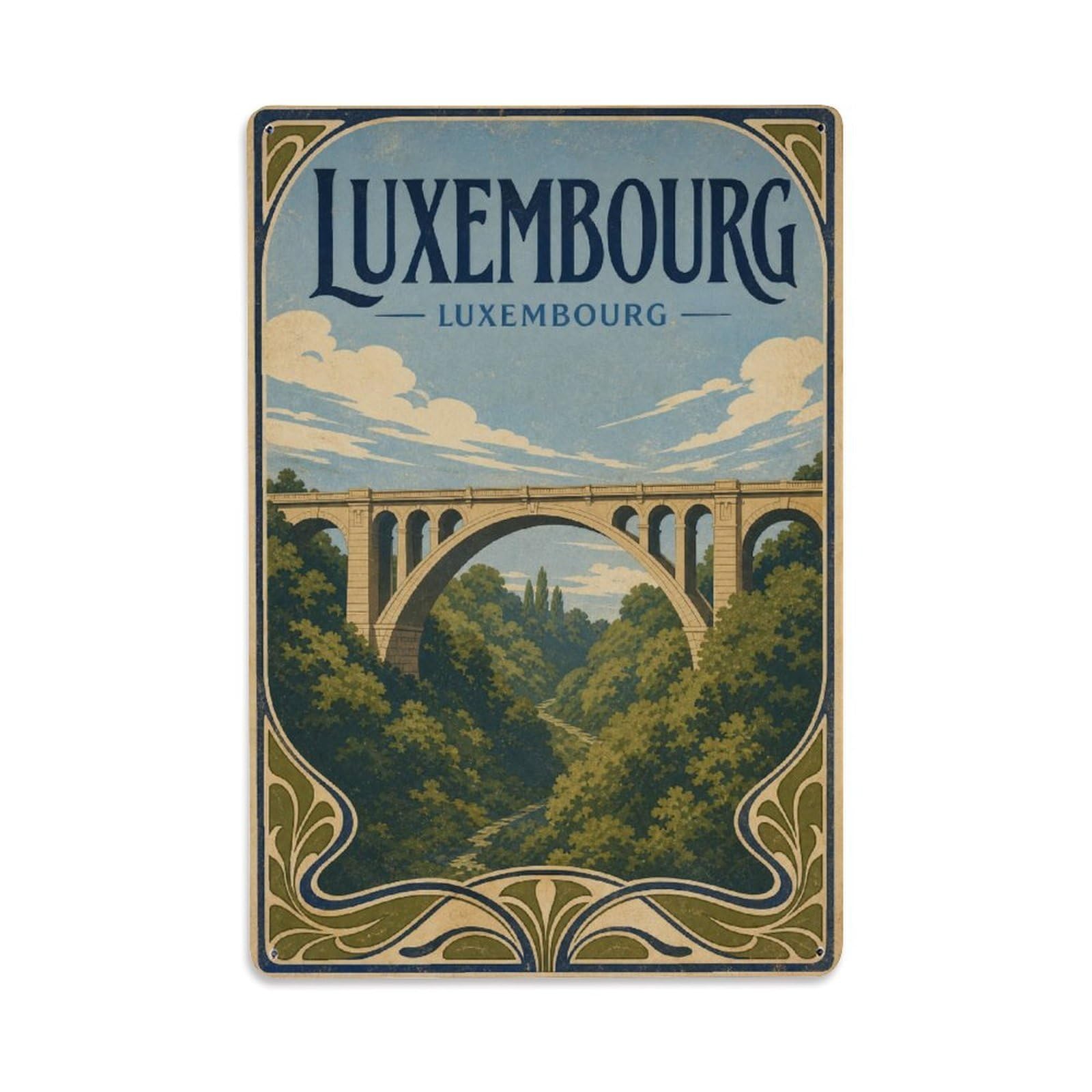 Vintage Travel Luxembourg Luxembourg City Metal Tin Sign