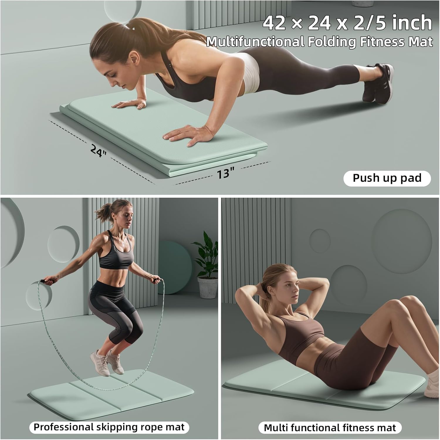 Foldable Exercise & Yoga Pad for Man Women Kids, 1.0" Thick Eco-Friendly Kneeling Pad & 13"x24" Push Up Mat, Non-Toxic POE Kids Play Mat, Lightweight Gym Cushion for Yoga, Pilates, Home