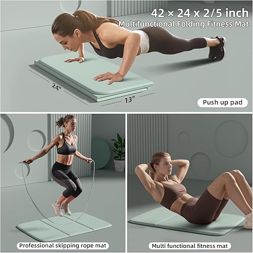 Miniatura 2 de Foldable Exercise & Yoga Pad for Man Women Kids, 1.0" Thick Eco-Friendly Kneeling Pad & 13"x24" Push Up Mat, Non-Toxic POE Kids Play Mat,