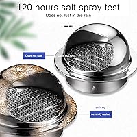 Vista 3 de Tapa de ventilación de aire de acero inoxidable 304, cubierta de salida de ventilación de pared redonda, tapa de lluvia para tubo de escape