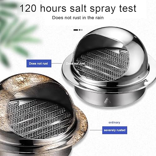 Miniatura 3 de Tapa de ventilación de aire de acero inoxidable 304, cubierta de salida de ventilación de pared redonda, tapa de lluvia para tubo de escape de