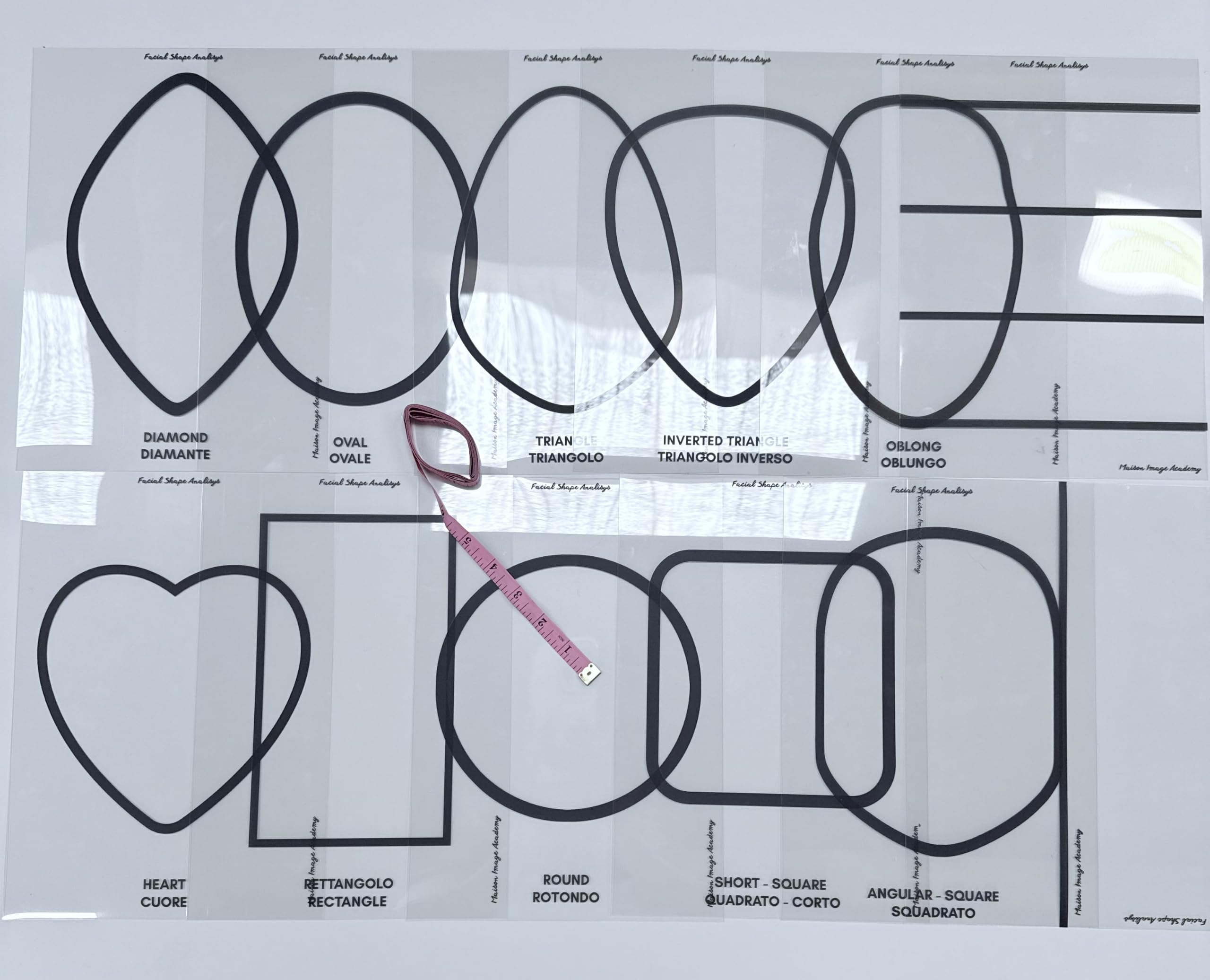 Professional Facial Shape Analysis Kit - Maison Image Academy | Strumento trasparente per l'analisi professionale della facial shape