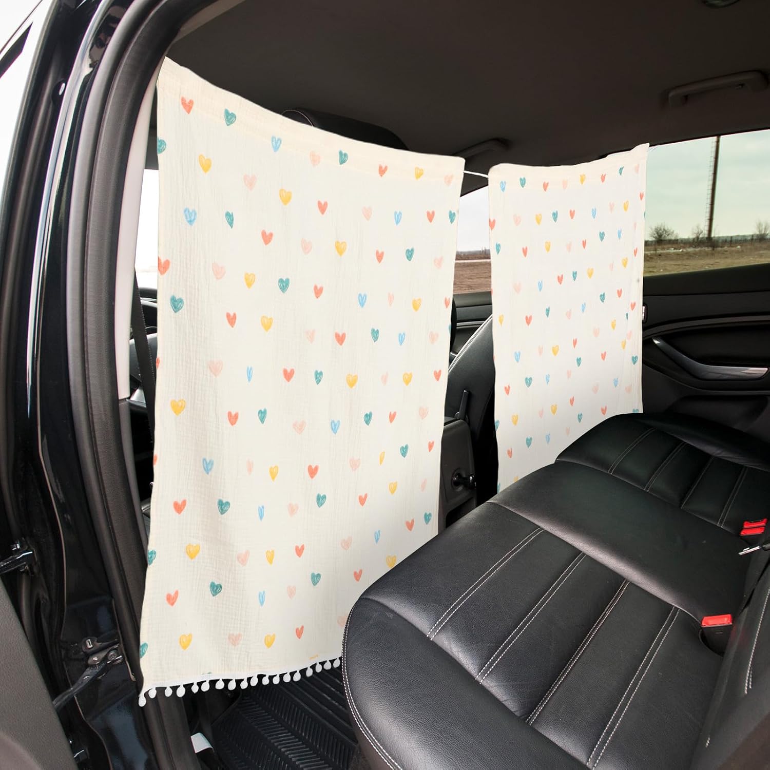 Luxshiny Car Sunshade Curtain for Car Windows with Cotton Yarn Material and Suction Cup Design, Provides Privacy Protection and Insulation, for Camping and Sleep in Vehicle Interior