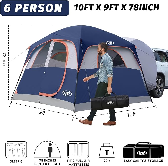 Tienda de campaña SUV para camping, 6 personas, fácil de montar, con rainfly miniatura 2