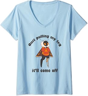Womens Funny Mobility Aid for Amputee - don't pull my leg V-Neck T-Shirt
