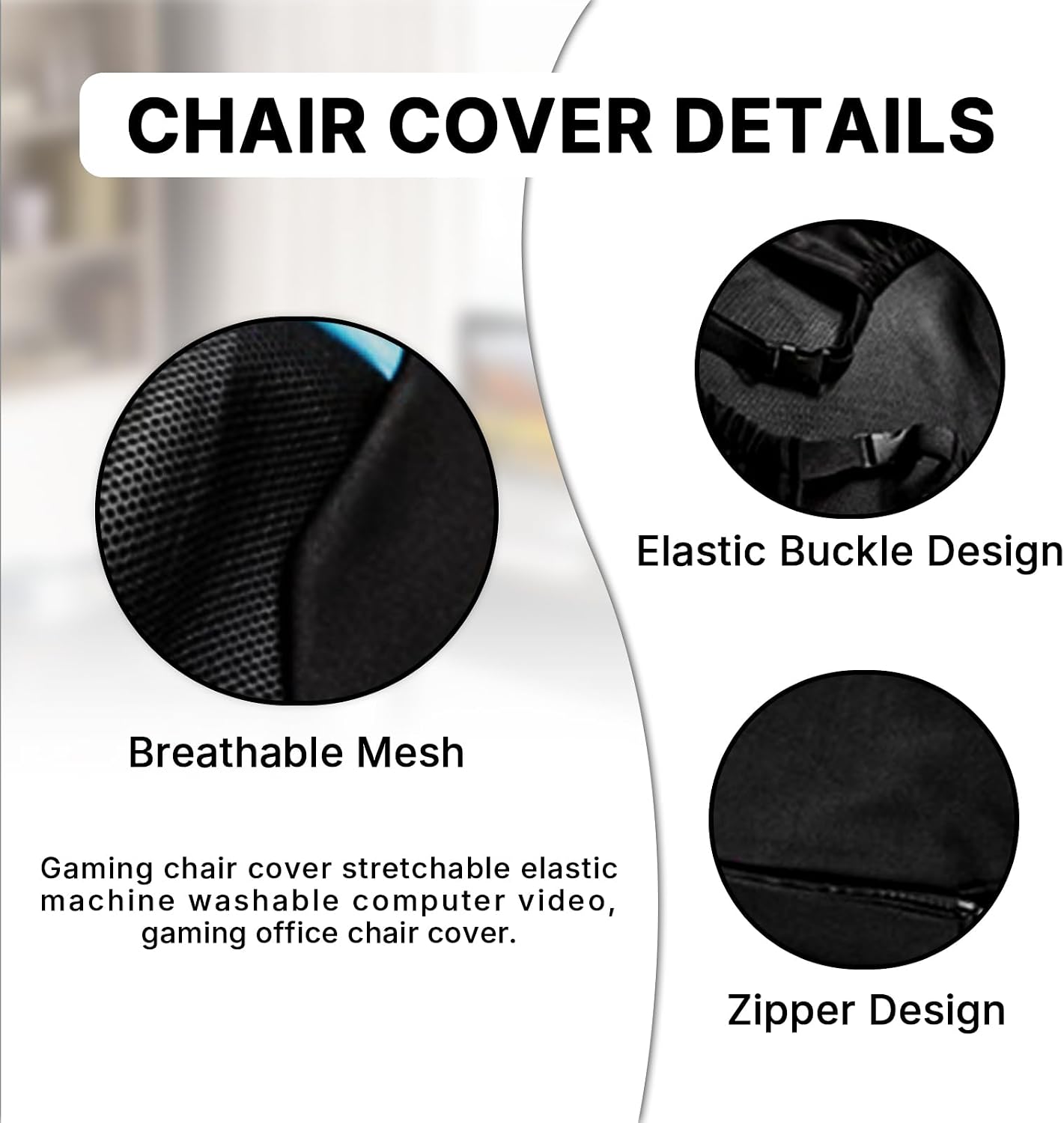 PEKJI Gaming Chair Covers Only, Stretchable Thick Breathable Wear Resistant image 3