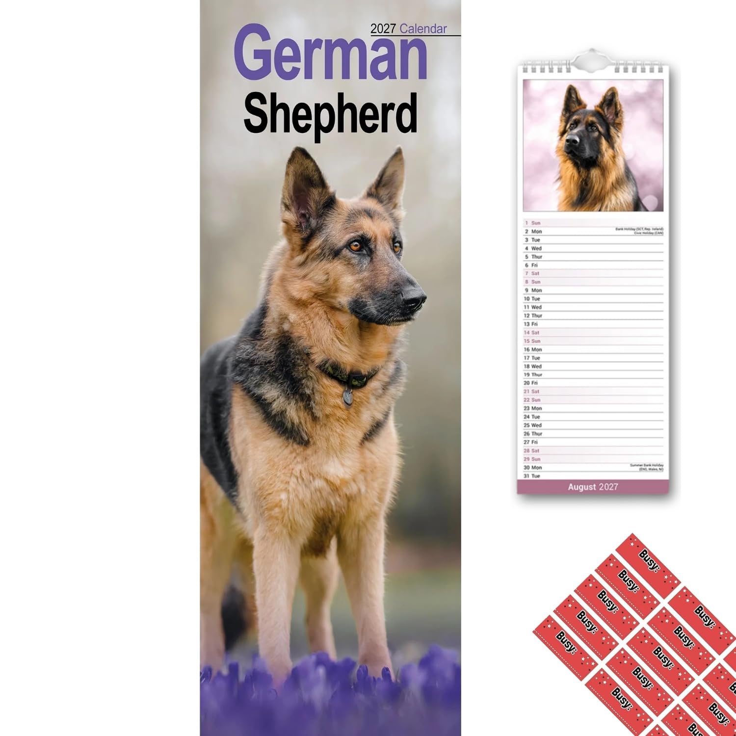 Avonside German Shepherd 2027 Slimline Calendar with Planner Stickers
